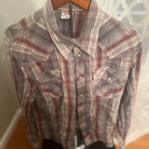 True Grit Men's Casual Plaid Shirt - Red and Gray